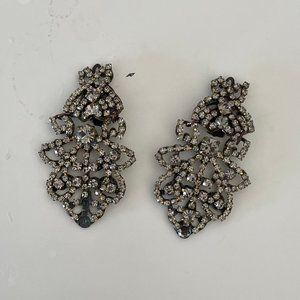 silver rhinestone clip on earrings